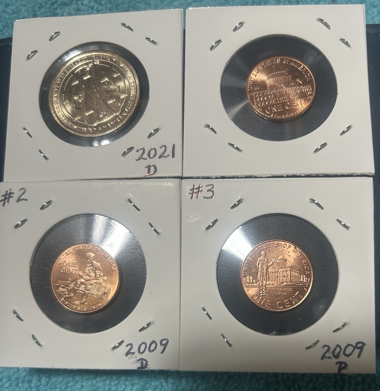 (1) 2021D Sacagawea BU, (3) BU Bicentennial Lincoln Cents LP2, LP3, LP4 (4 coin)