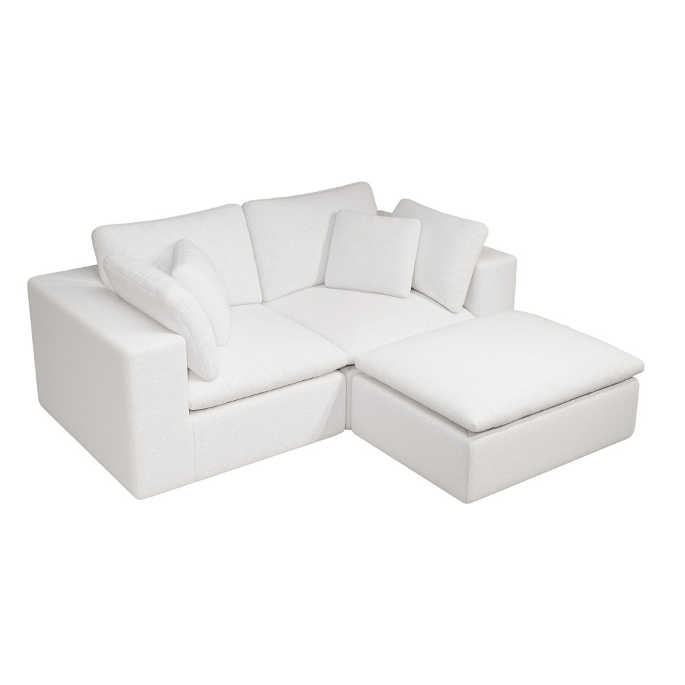 78.8x68.9" Modular Sectional Sofa w/ Plush Corduroy Fabric, 3PC, White