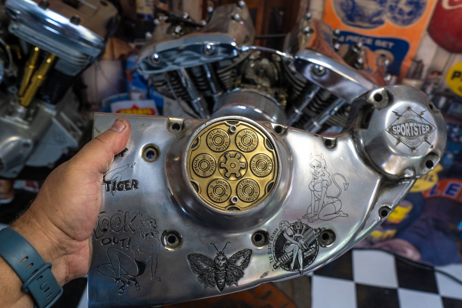 38 Special Early -2002 Sportster Solid Brass Points Timing Cover Harley Davidson