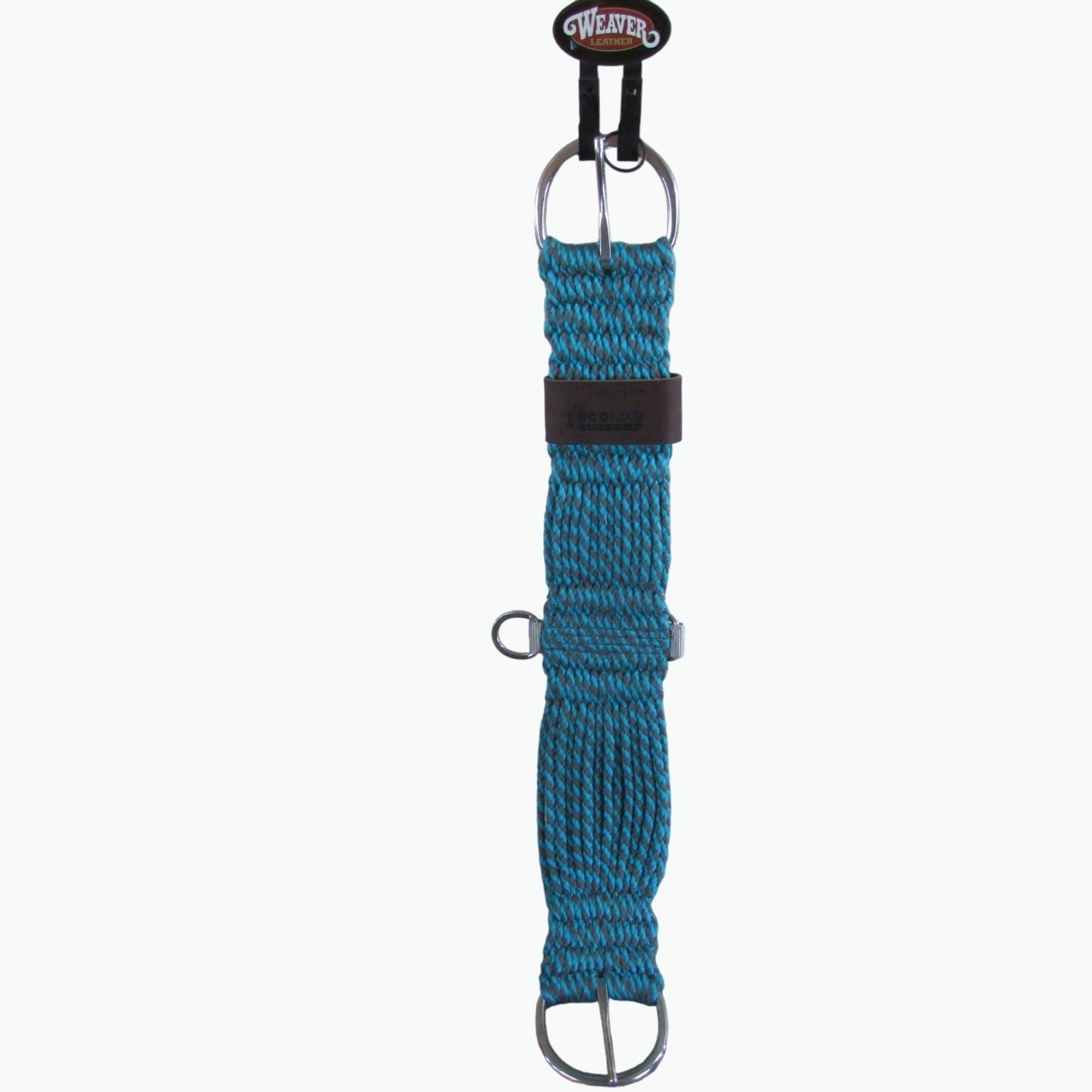 Weaver 34" Ecoluxe 27 Strand Straight Bamboo Cinch Girth - Turquoise/Charcoal