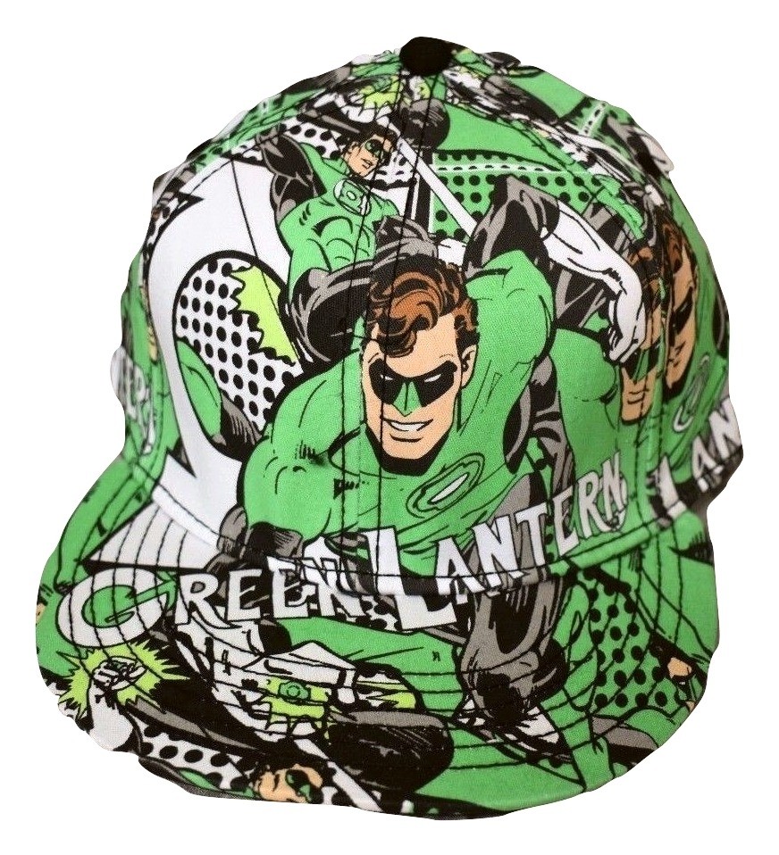 DC Comics Mens Green Lantern Adult A-Flex Comic Print Hat Cap NWT