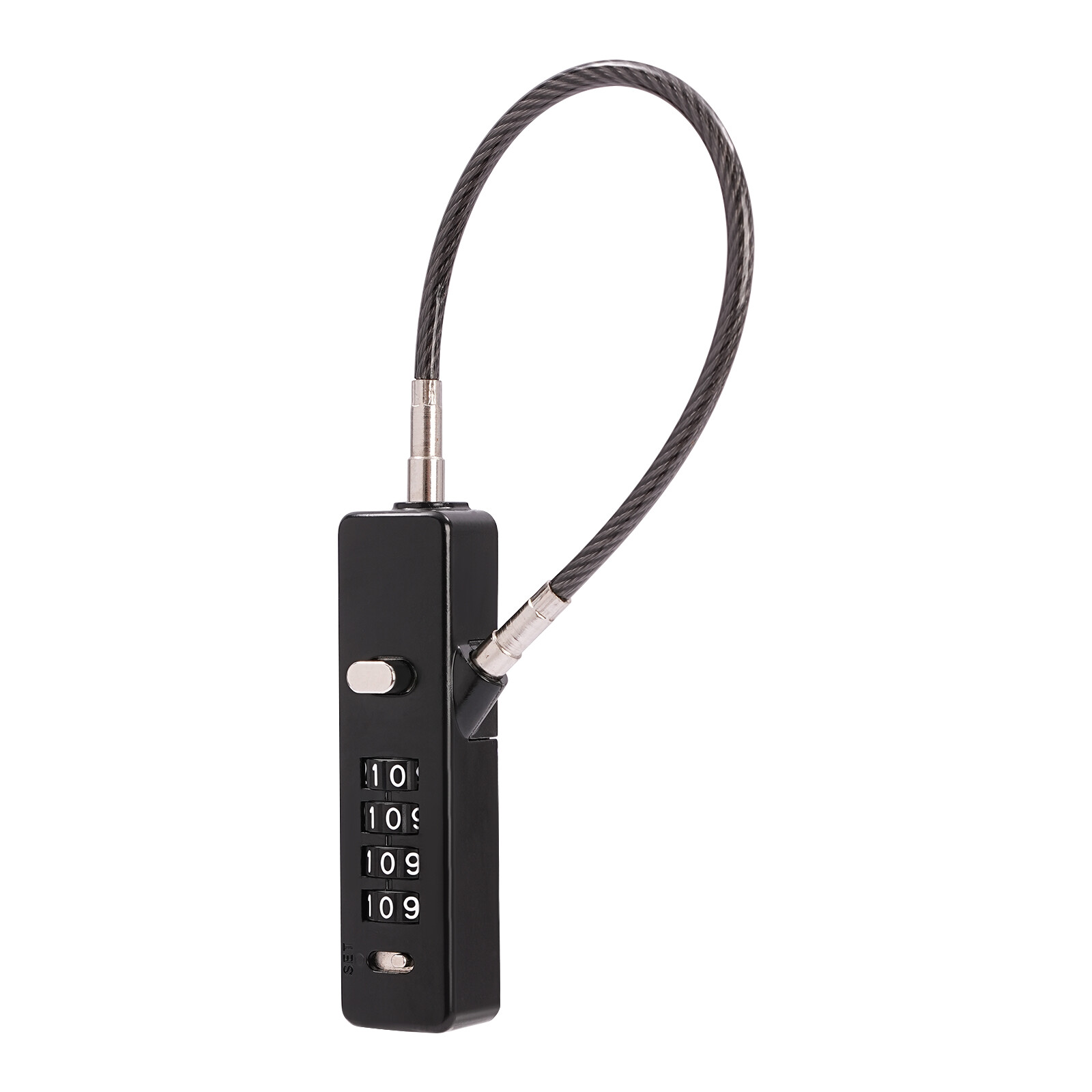 Black Cable Combination Lock 4 Digit Dial Lock with 3* Steel Cables 30/60/120cm