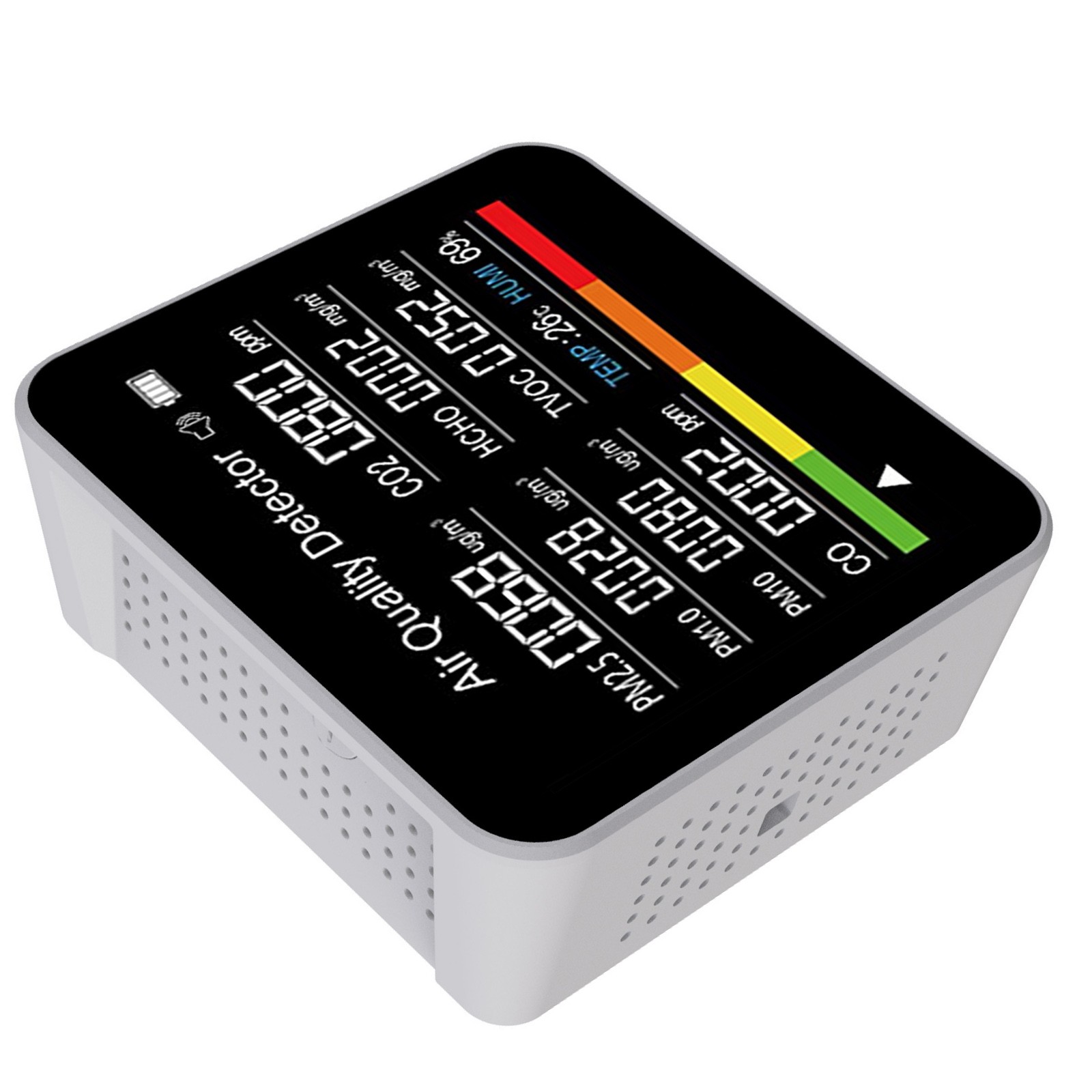 Portable 9-in-1 Multifunctional Air Quality Monitor 40H Playtime For Home Travel