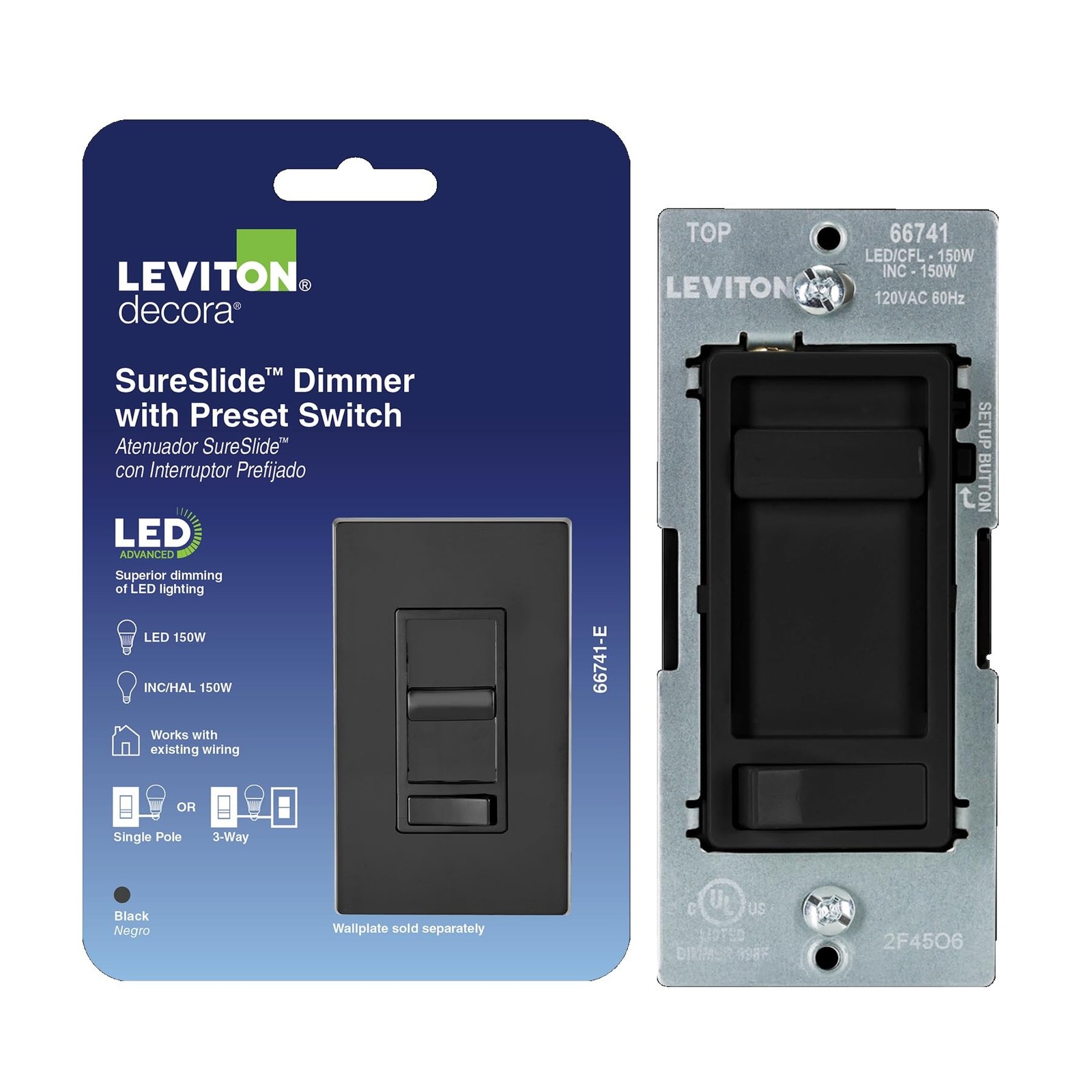 New Best SureSlide LED Advanced Dimmer Switch for 150W Dimmable LED, Halogen and