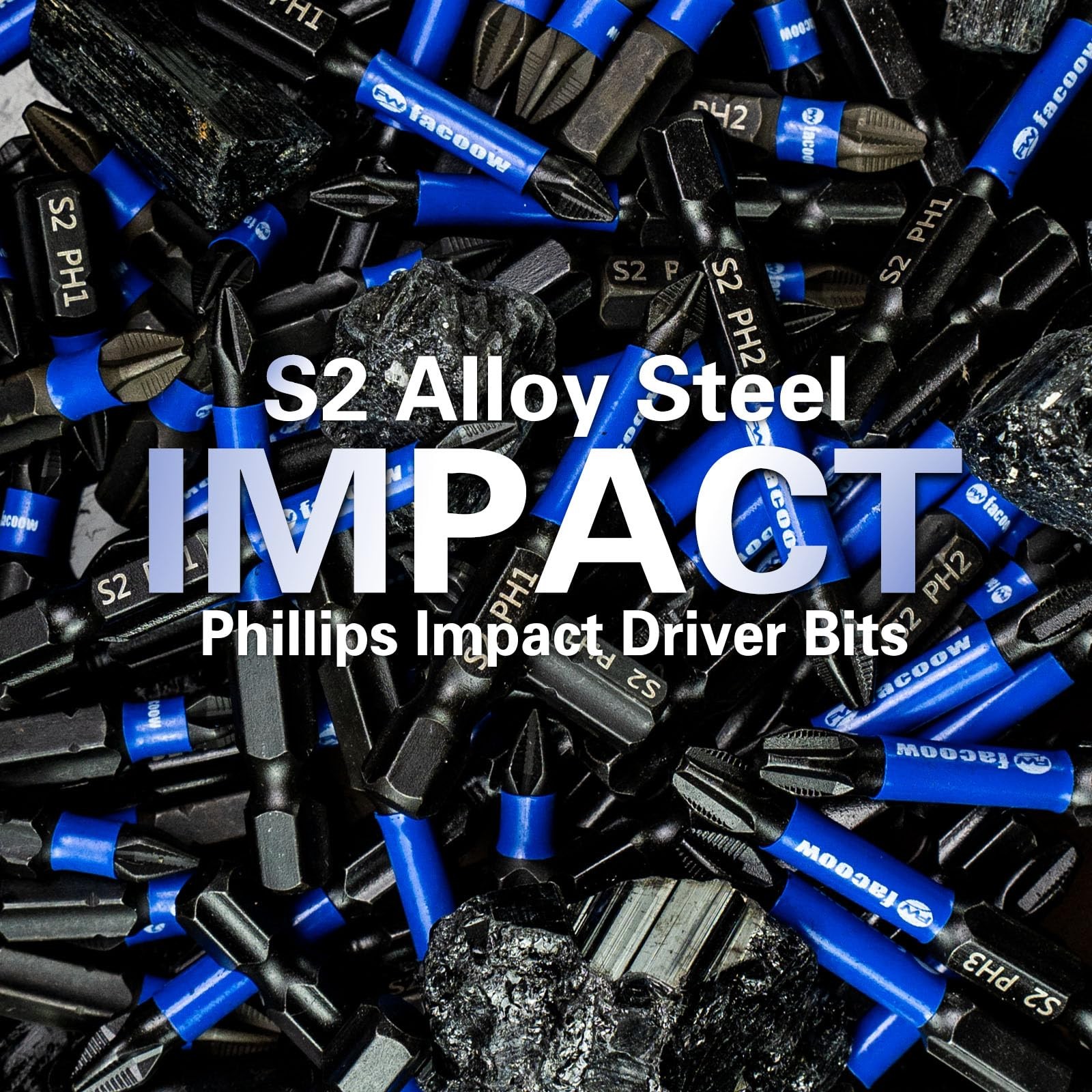 Facoow 15Pack Phillips Bits #2 Impact, AntiSlip 2Inch Magnetic Phillips Head ...