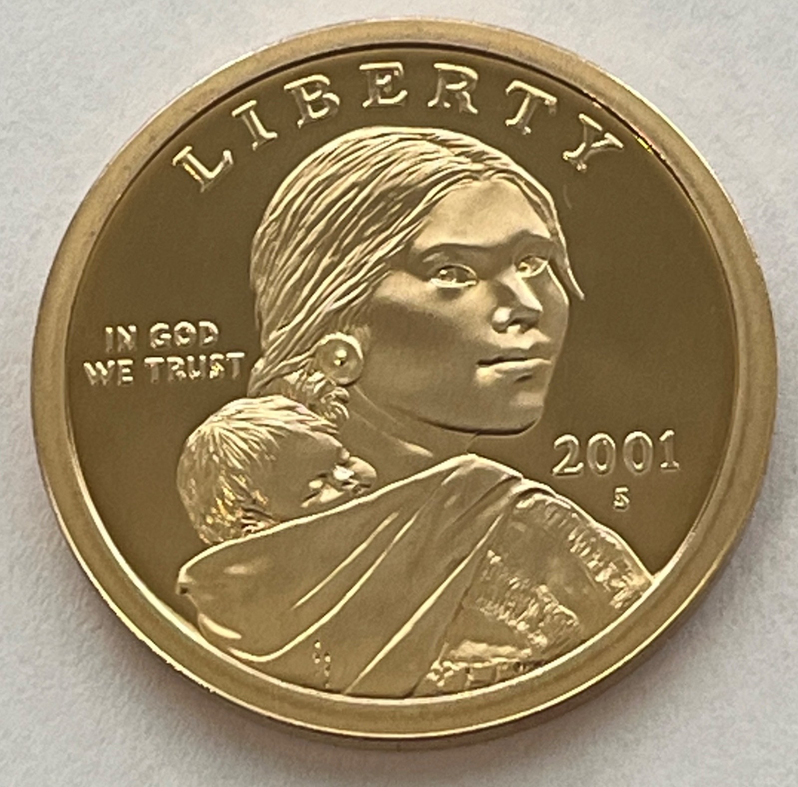 2001- S Sacagawea Native American Proof Golden Dollar