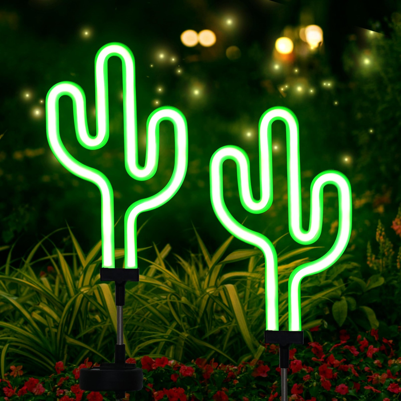 Solar Garden Stake Lights Outdoor Waterproof Neon Lights 2 Pack