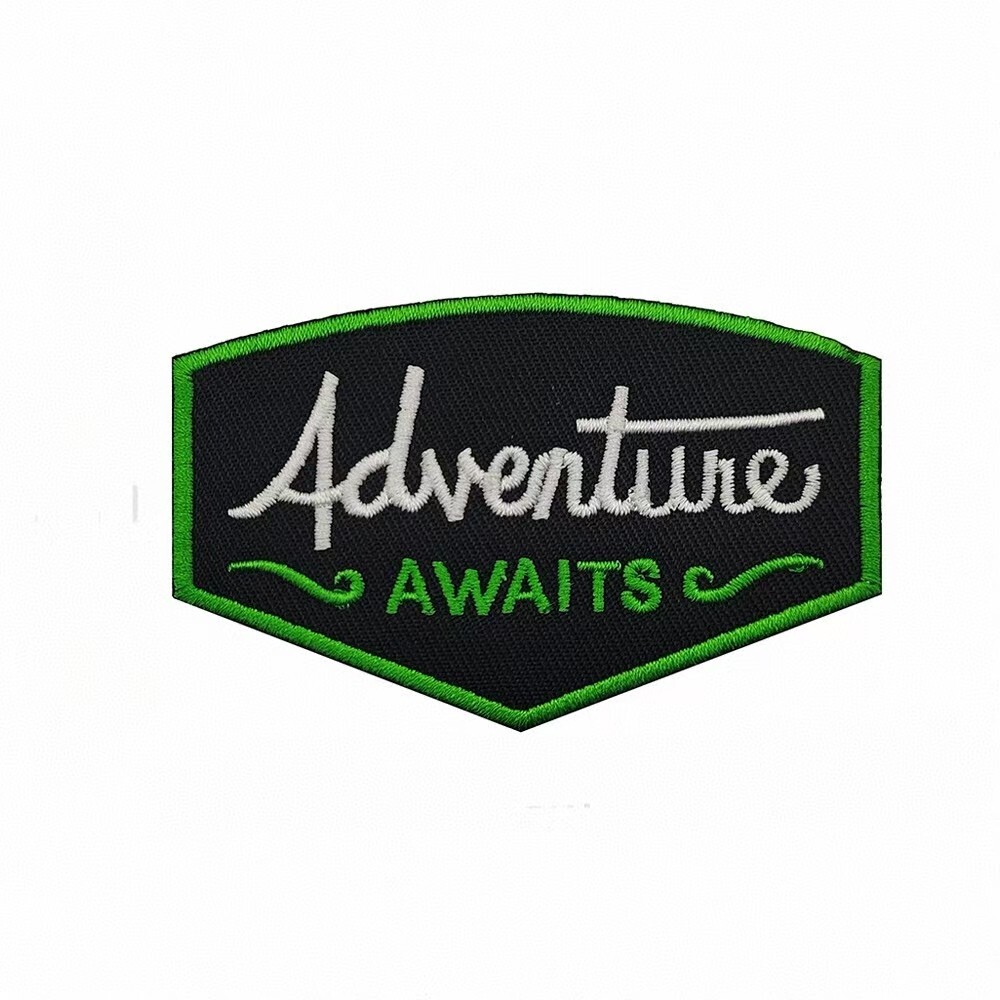 ADVENTURE AWAITS Outdoor Nature Camping Park Embroidered Hook Loop Patch Badge-C