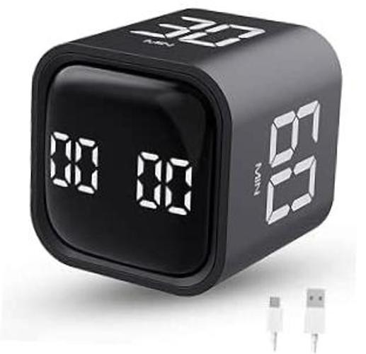 Productivity Timer Flip Gravity Sensor Cube Timer Countdown & 1 Black
