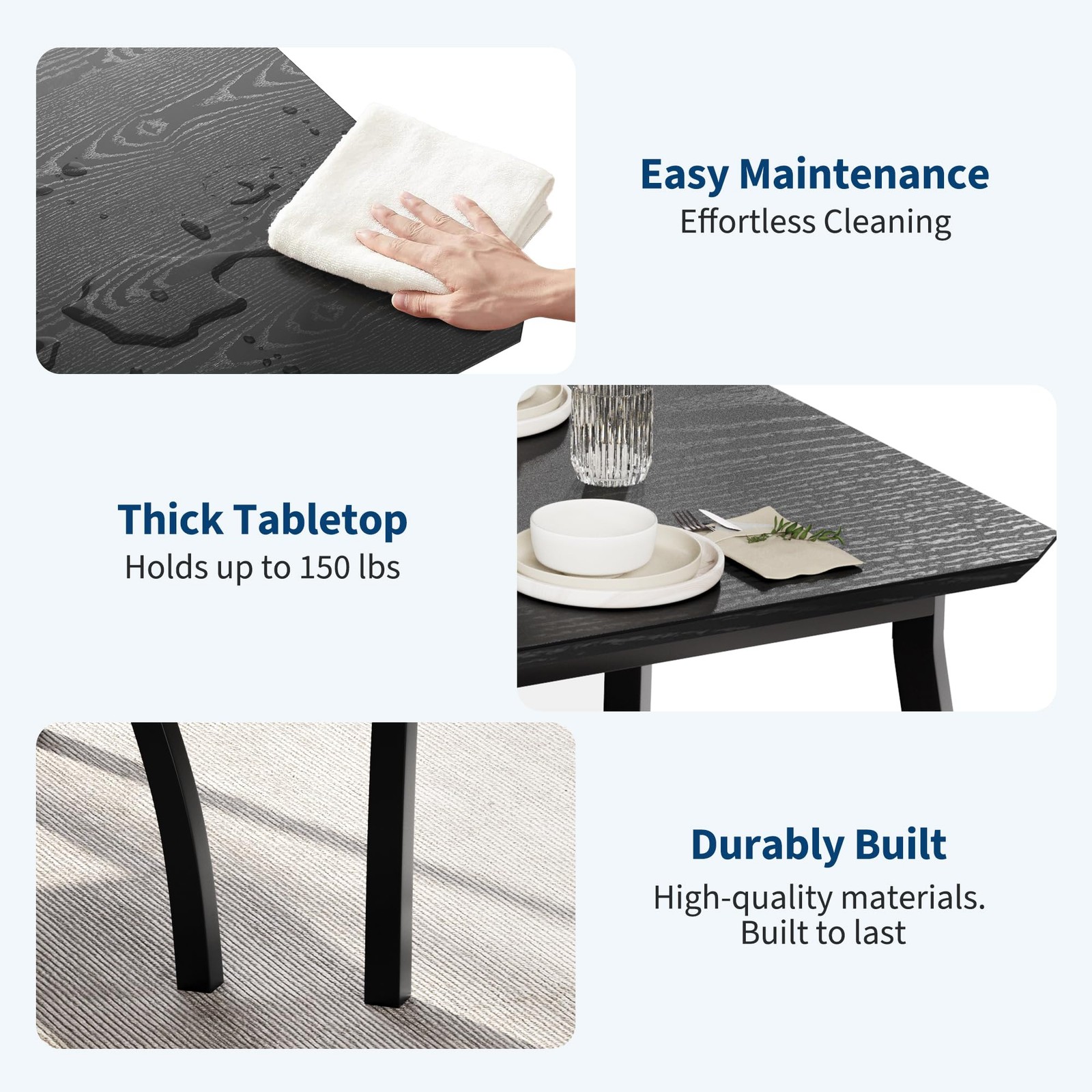 43 Inch 4 Piece Kitchen Table Set with Bench & 2 Cushion Chairs for Small Studio