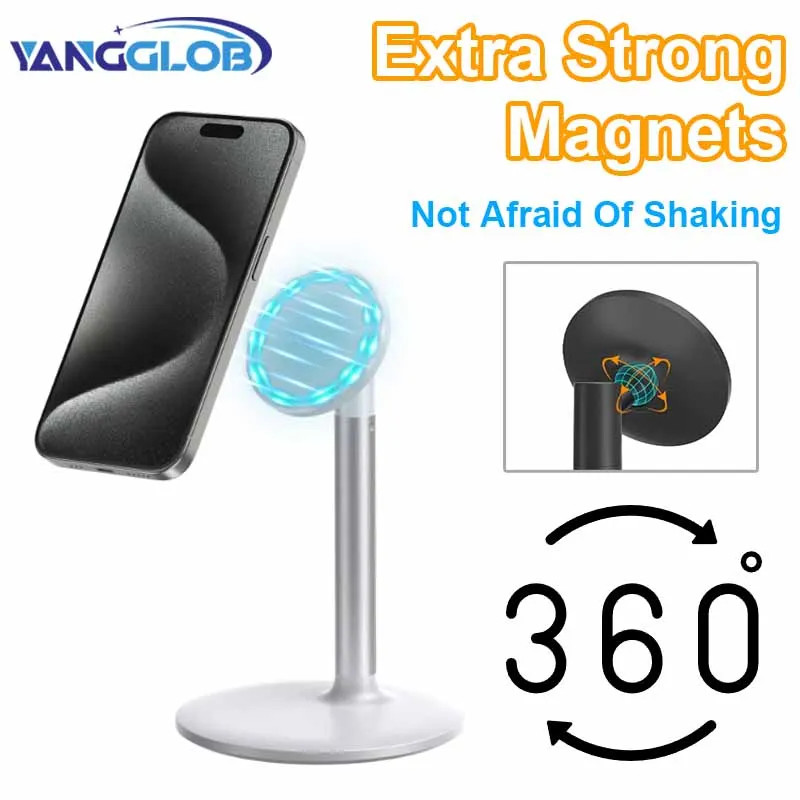 Magnetic Desk Phone Stand for iPhone16 15 14 13/12 - Phone Holder Dock with 360°