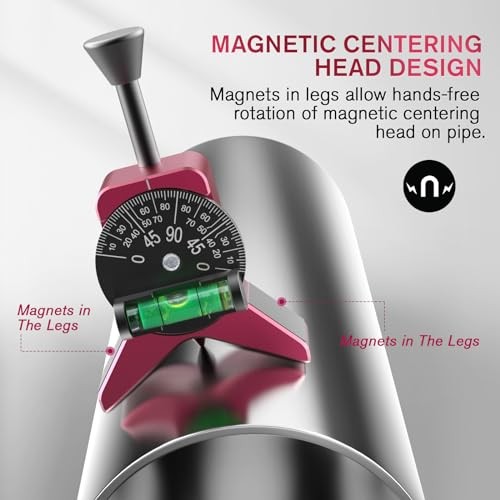 Magnetic Pipe Center Finder Tool, Y-Shape Pipefitter Gauge with Adjustable