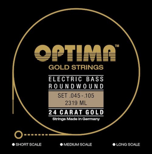 Optima 24K Gold Bass Guitar Strings; long scale gauges 45-105