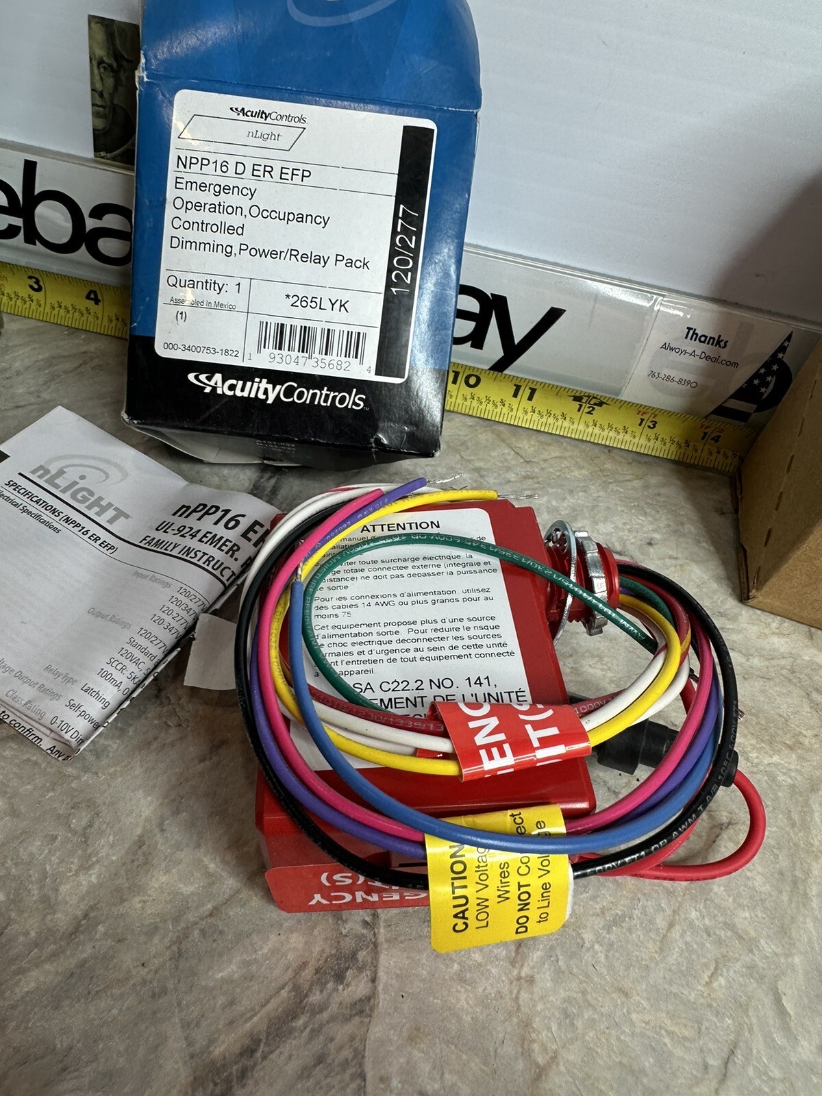 Acuity Controls nLIGHT NPP16 D ER EFP Emergency Operation, Power/Relay pack Dimm