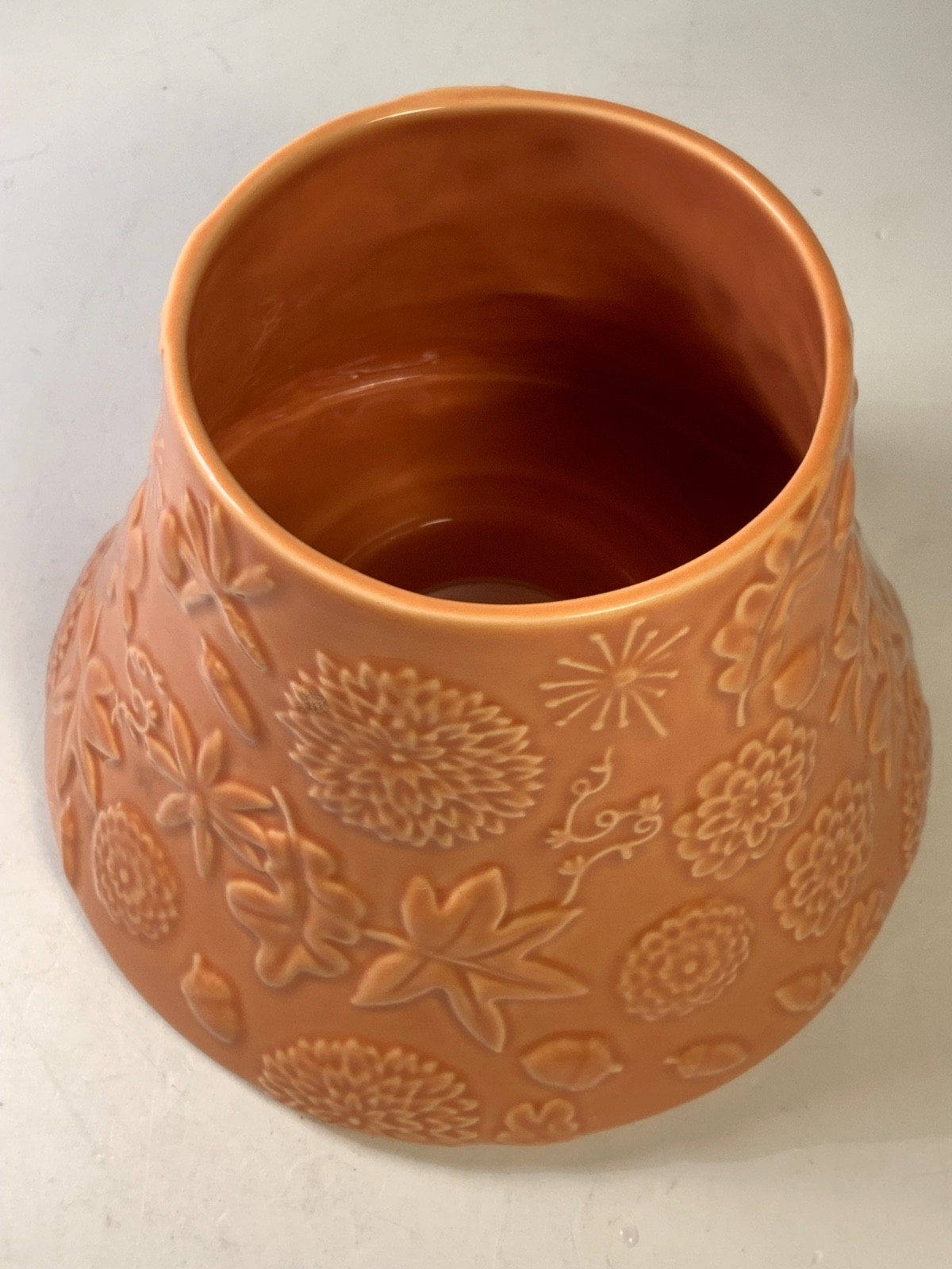 Hallmark Autumn Orange Ceramic Candle Topper 6.75 in.