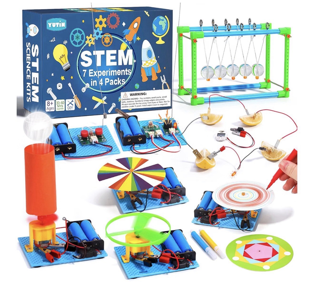 STEM Science Kits 4 Pack, 7-in-1 Electric Motor Toy for Kids Ages 8-12