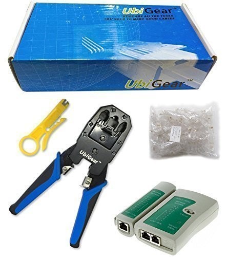 Network Phone Cable Tester RJ11/RJ12/RJ22/RJ45 Crimper 100 Plug Tool Kit Set