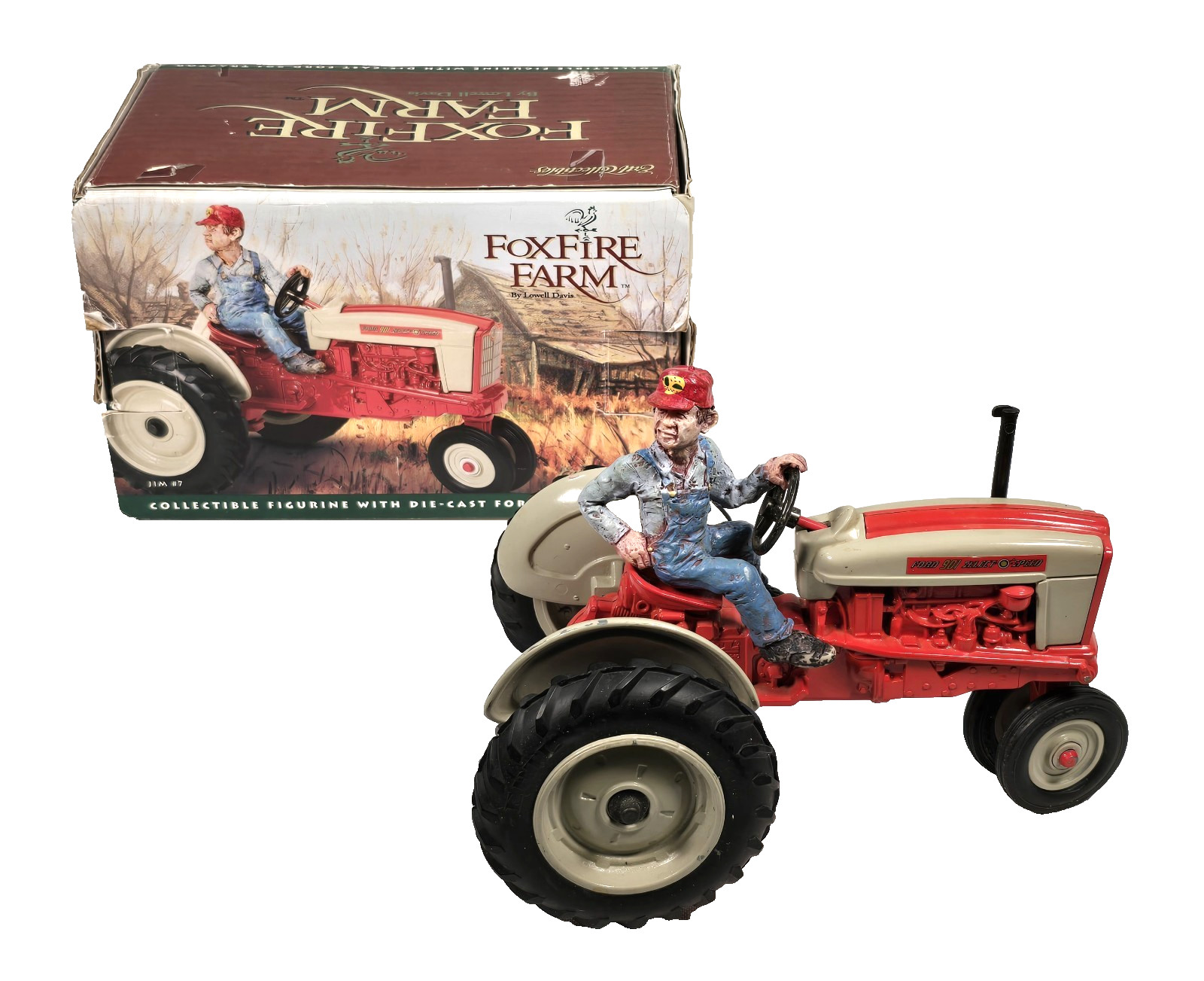 Vintage 1995 ERTL Lowell Davis FOXFIRE FARM Figurine Die-cast Ford 901 Tractor