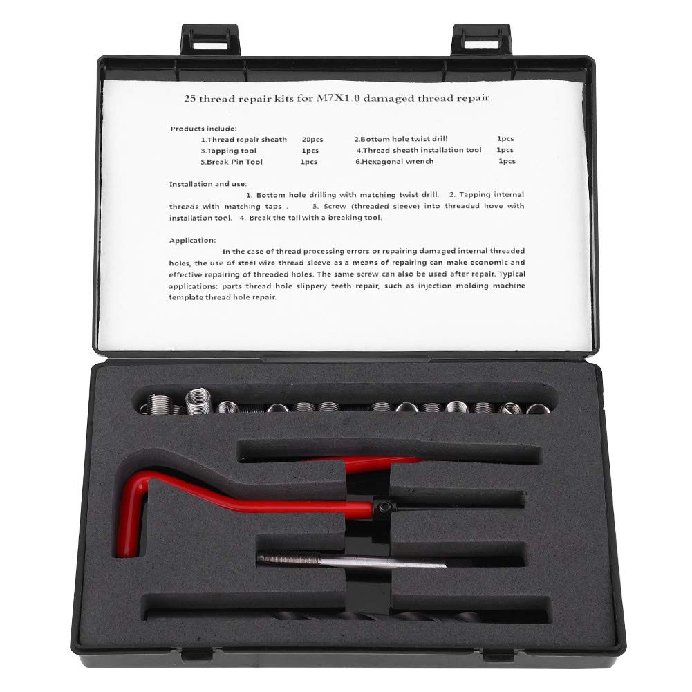M7x1 Thread Repair Kit 25 PCS HSS Drill Helicoil for Auto Parts Switchgear
