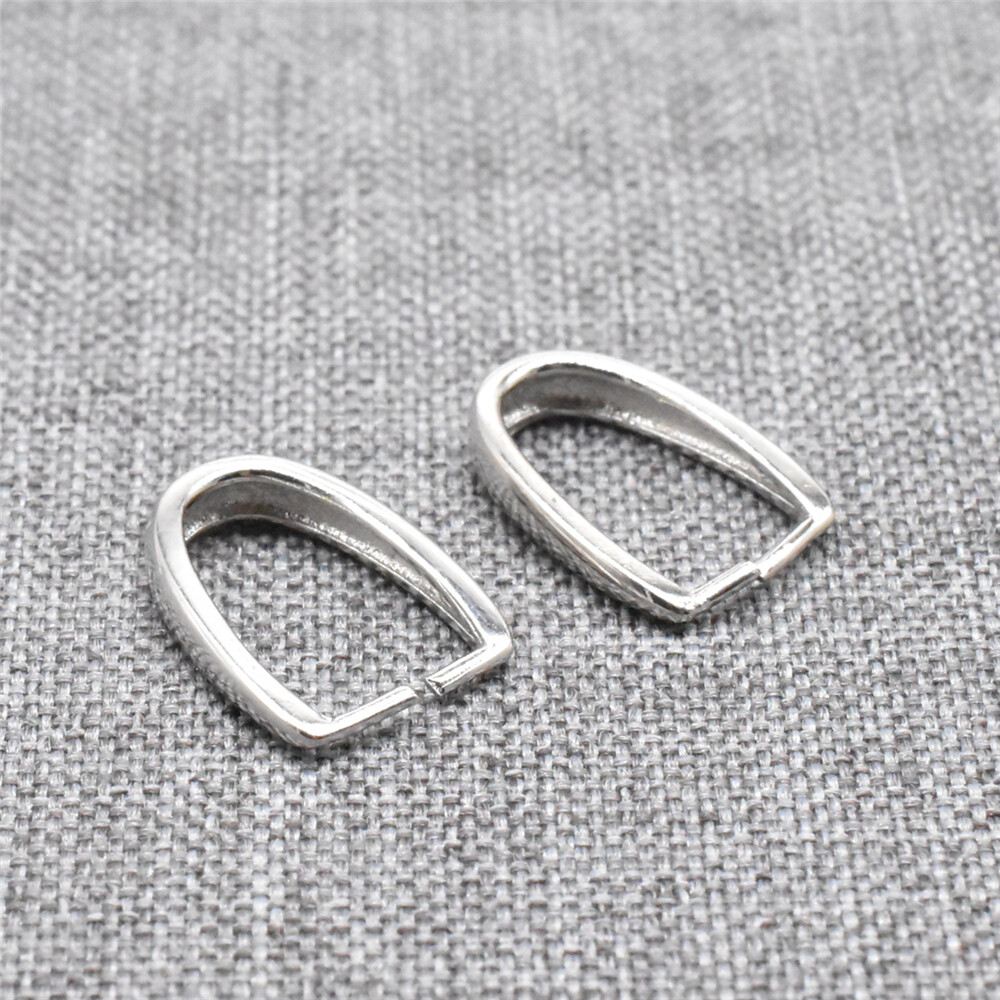 4pcs of 925 Sterling Silver Plain Pinch with Rhodium Plated Charm Pendant Bails
