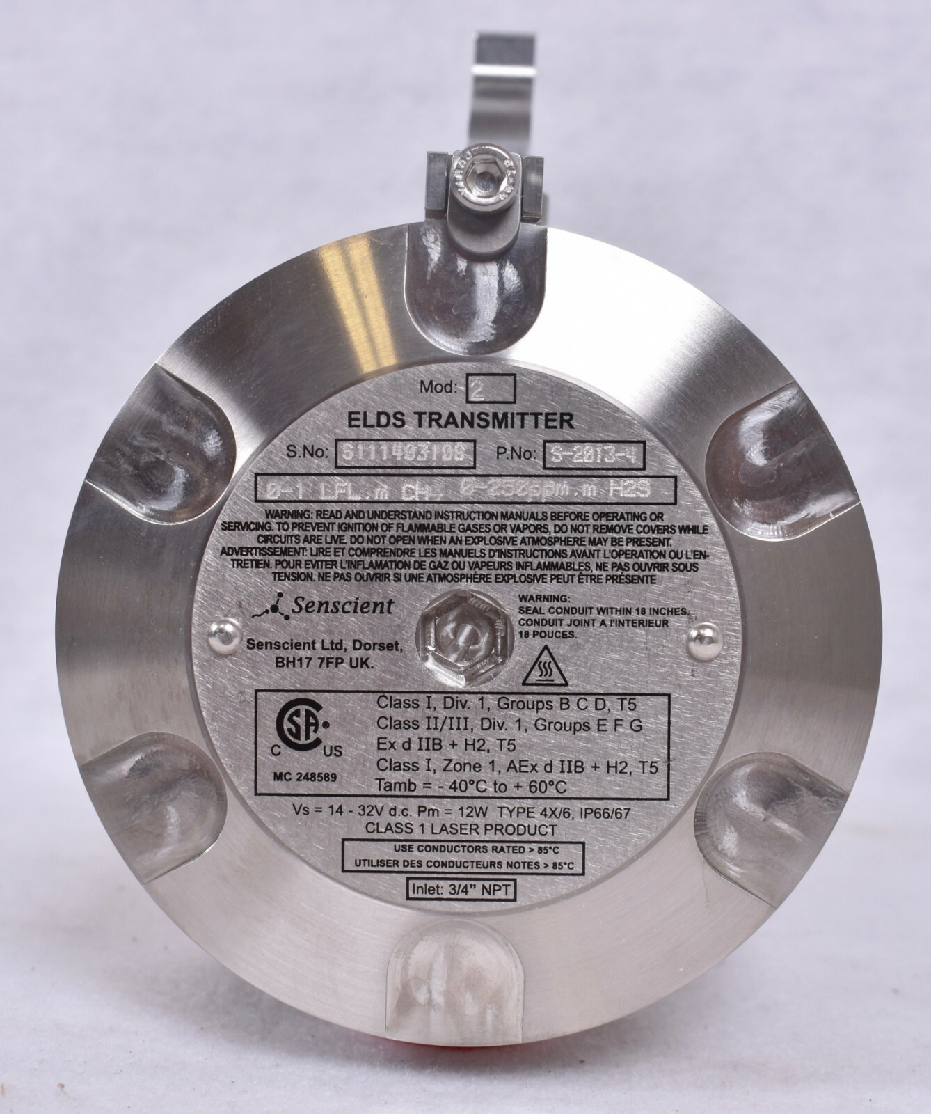 Senscient S-2013-4 Open Path & Cross Duct Gas Detector Transmitter