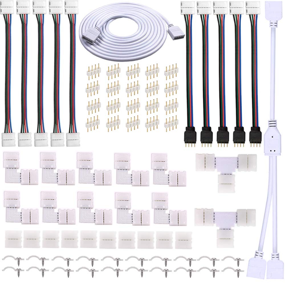 4 Pin LED Strip Connector Kit for 5050 RGB(NOT RGBIC) 10mm LED Light Strip,In...
