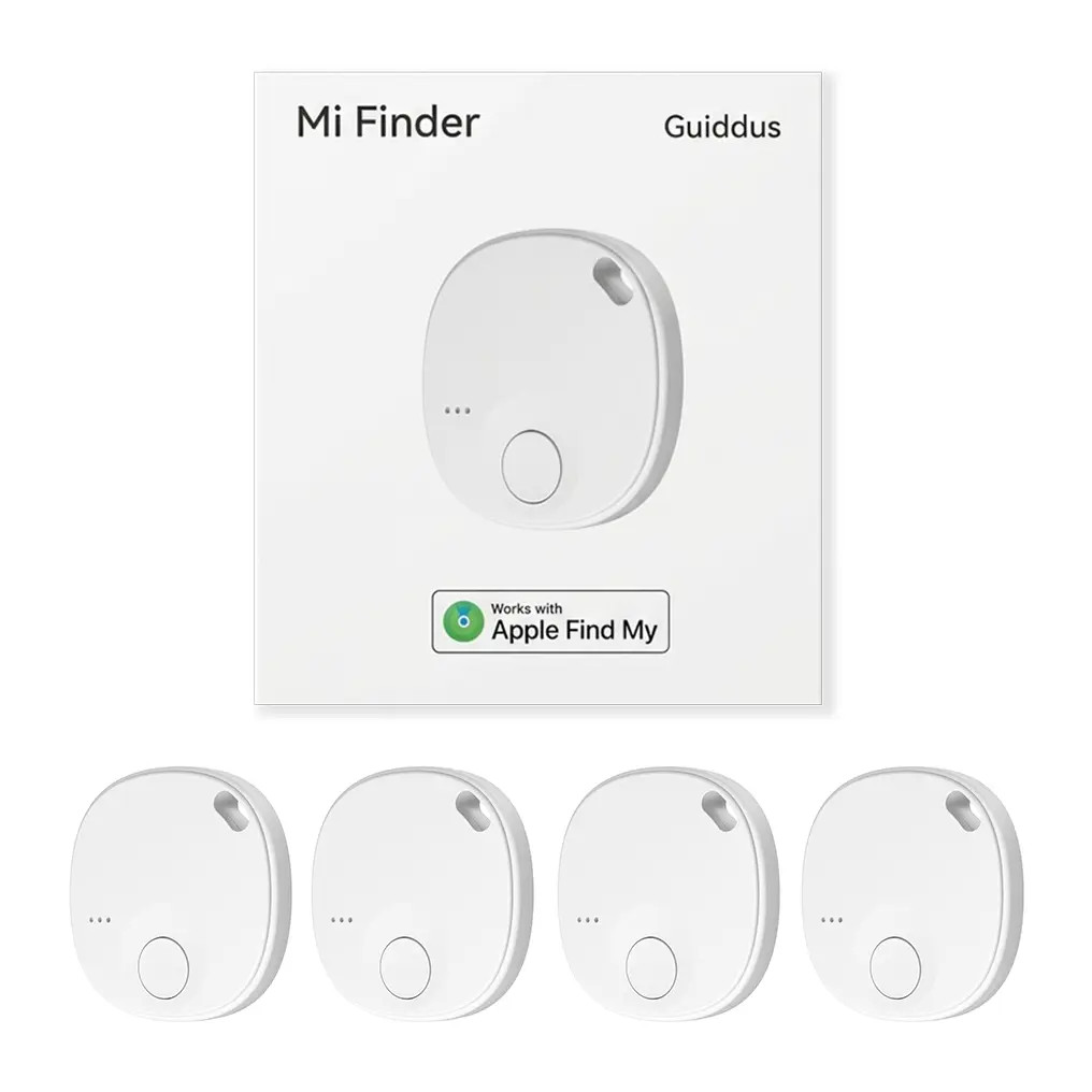 Works with Apple Find My – Item Finder 4 Pack (Black), Mini Key/Wallet/Bag Locat
