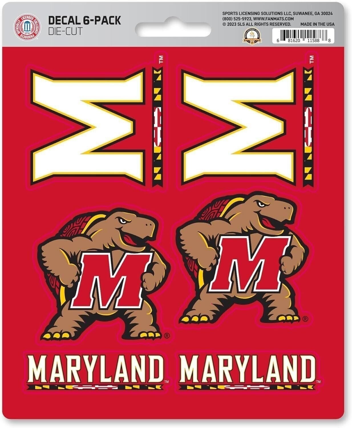 University of Maryland Terrapins 6-Piece Decal Sticker Set, 5x6 Inch Sheet,...