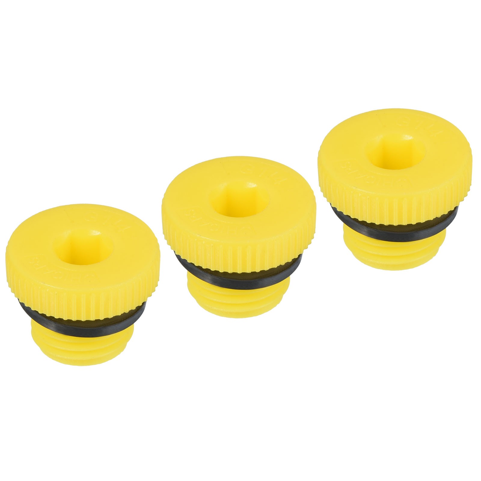 3pcs G1/4 Hold Plugs Plastic Male Thread Hex Socket Sealing End Cap, Yellow