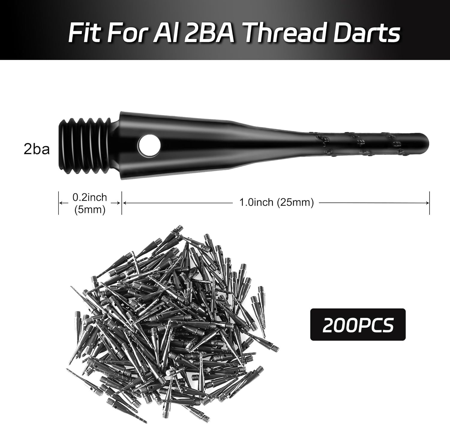 Darts Soft Tip,2Ba Thread Soft Tip Dart Point 200 Pack, Plastic Tip Dart Points,