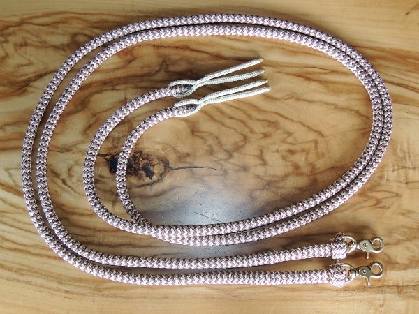Earthhorse Equipment clip on rope split reins Brown/beige zig zag