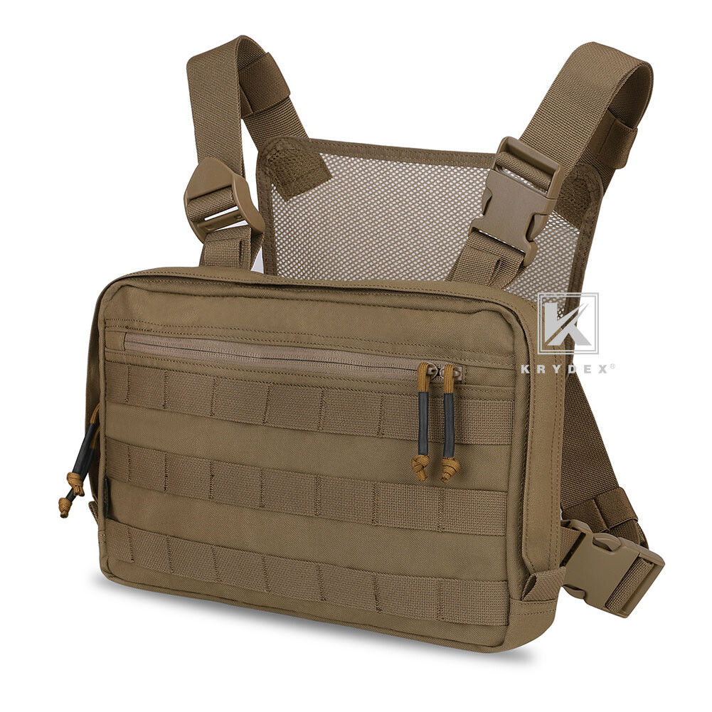 KRYDEX Front Chest Recon Bag Tactical MOLLE Pack Bag Large Capacity Coyote Brown