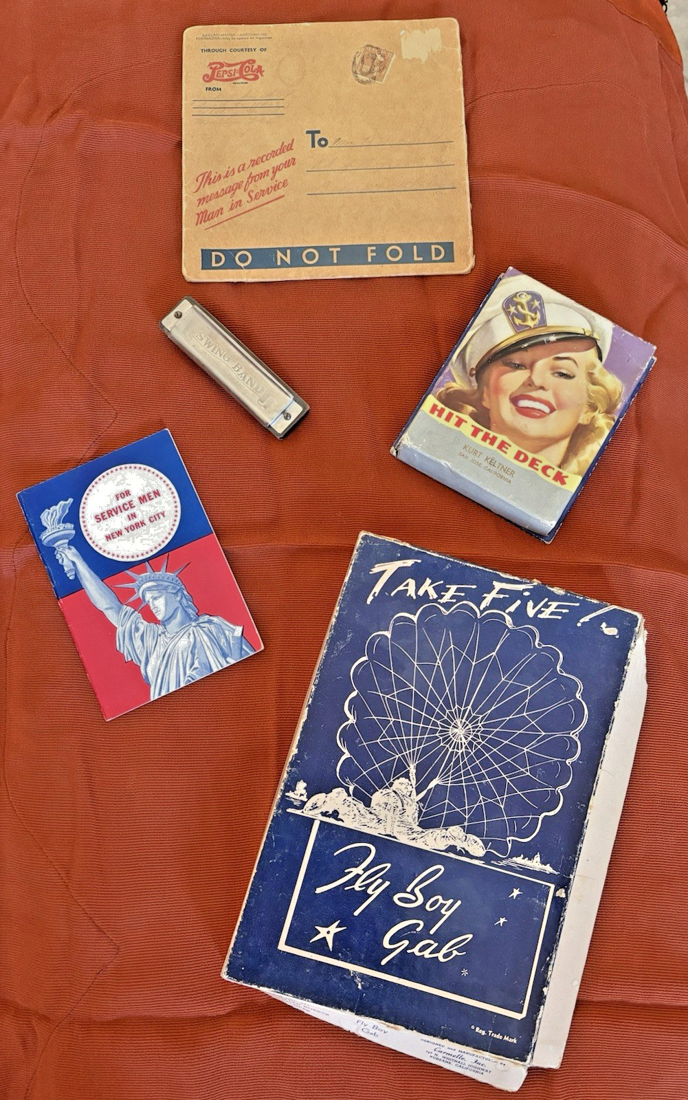 Vintage 1940's MILITARY/US ARMY NAVY PIN-UP Cards/New York leave/FlyBoy/Sinatra