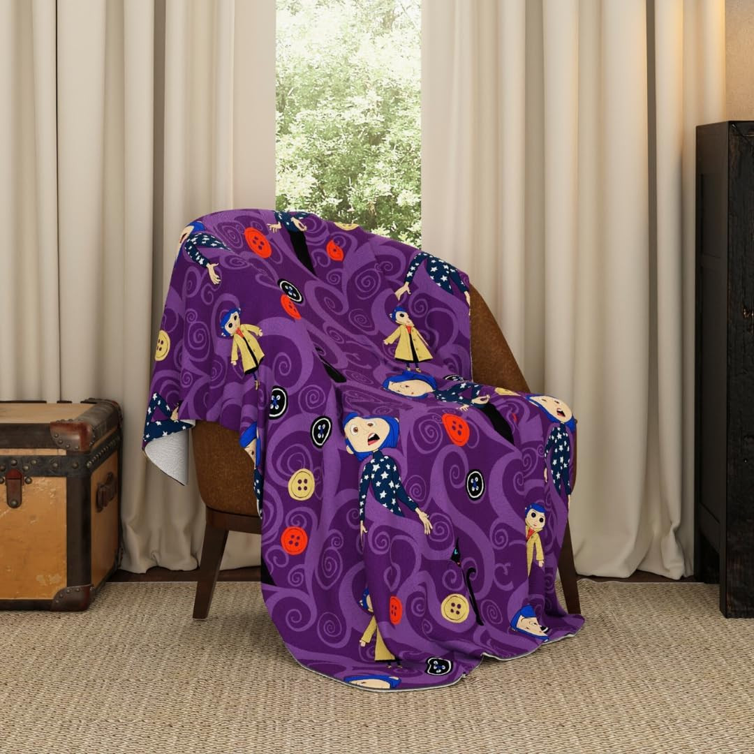 Collectibles Coraline Button Eyes Bedding Super Soft Cozy Plush Throw, 46 in X 6