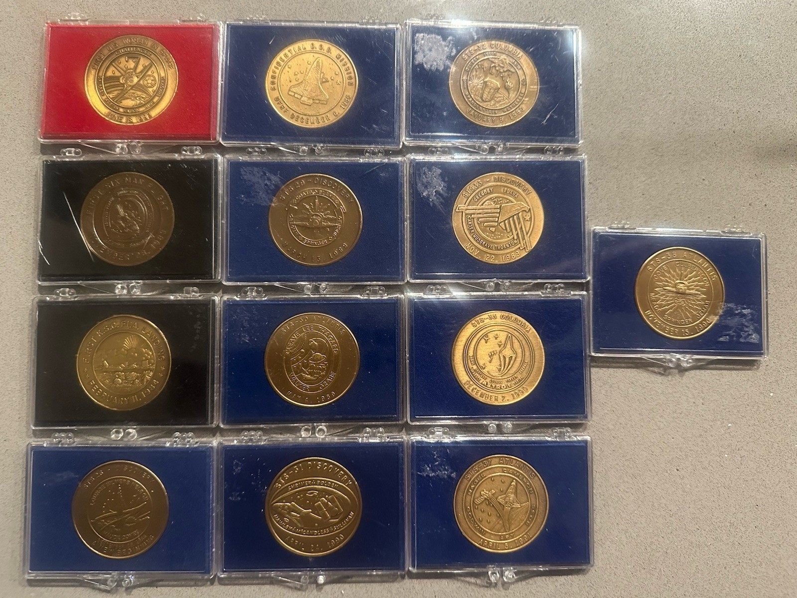 NASA Space Shuttle Mission Coins/Medallions - Lot of 13 - All in Original Cases