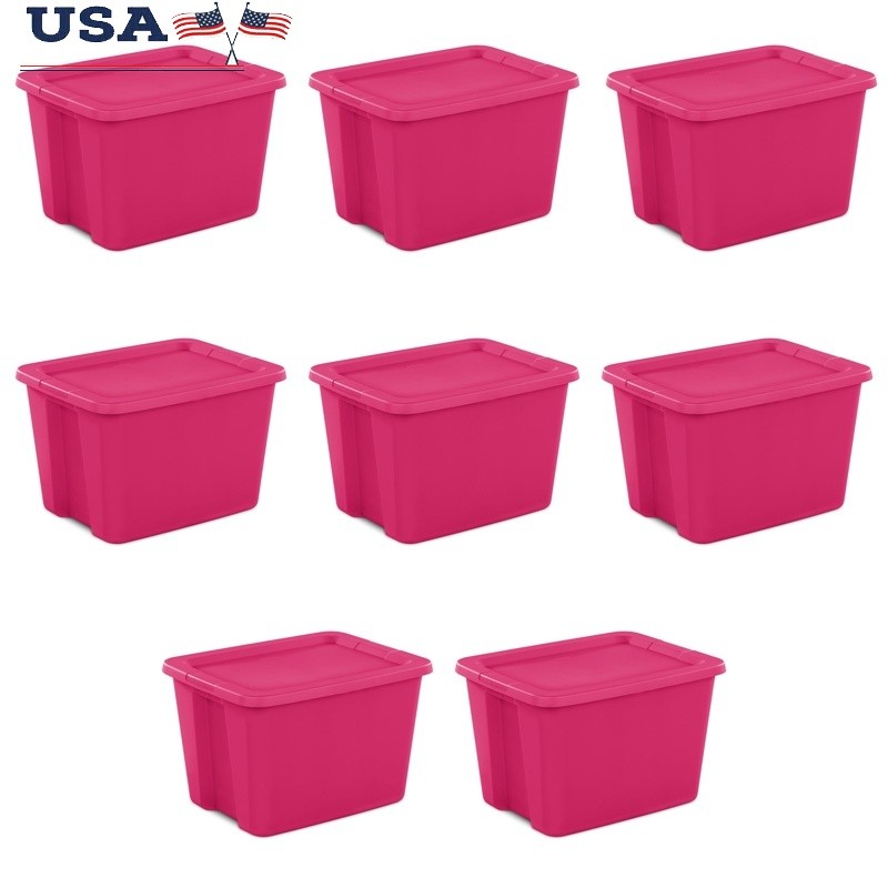 18 Gallon Storage Bin W/ Lid Stackable Plastic Tote Organizing Container