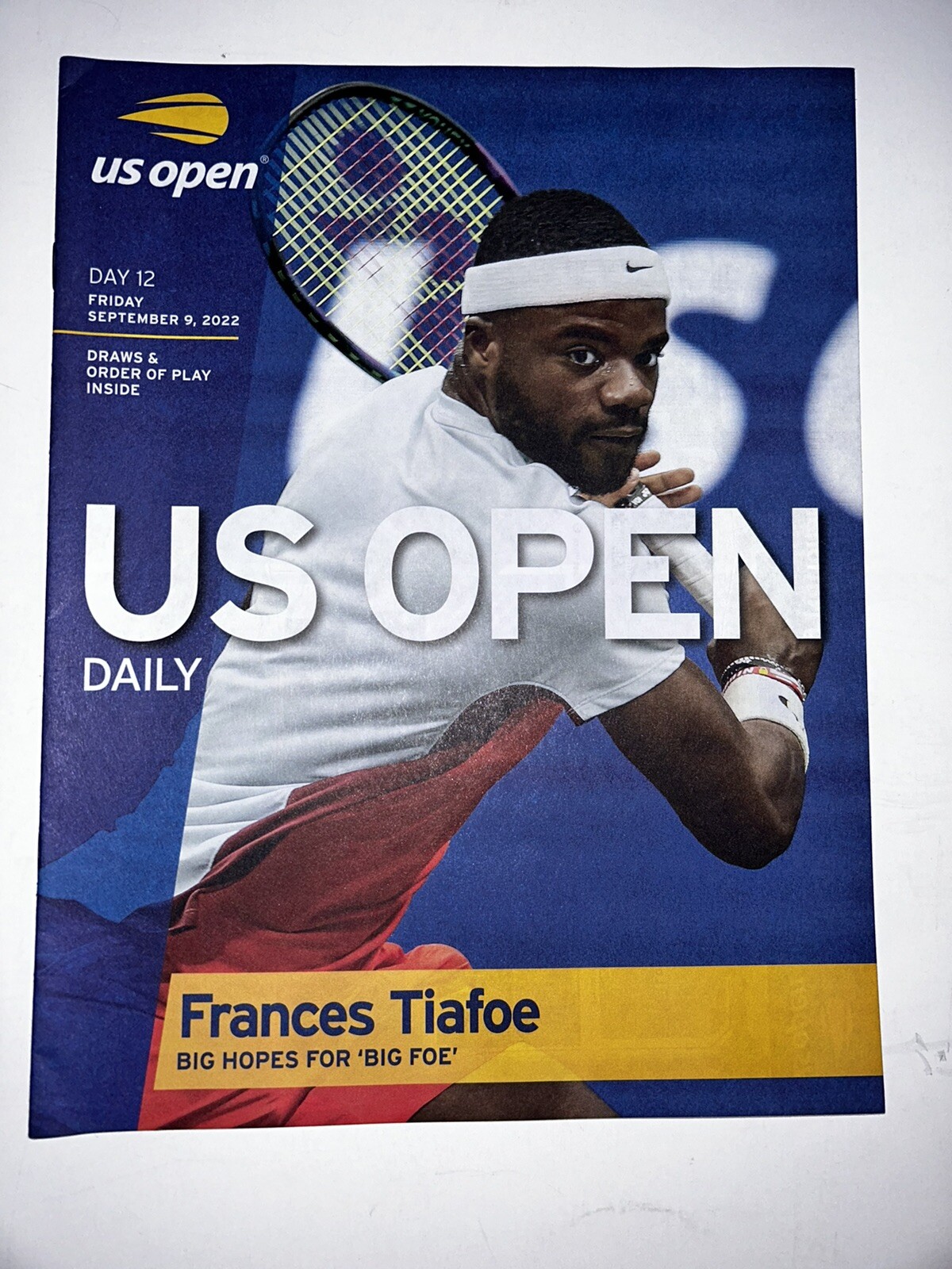 Frances Tiafoe Day 9 US OPEN Daily Program/ Magazine From 9/9/2022