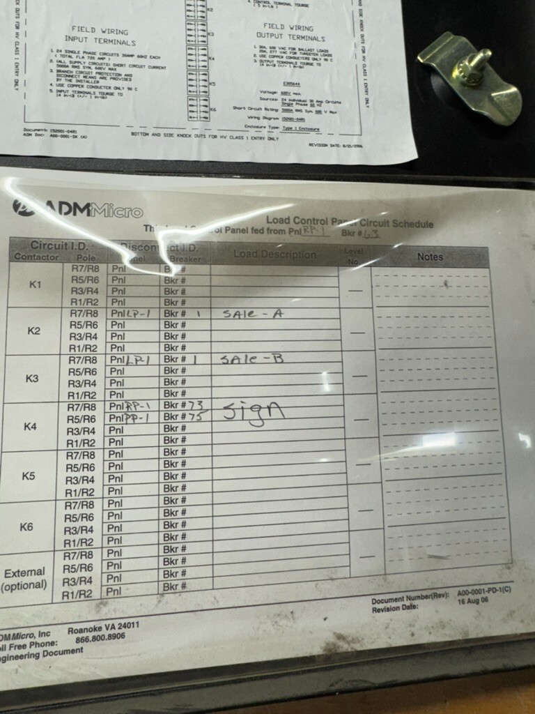 ADM MICRO LOAD CONTROL PANEL, MICRO ADM-LCP