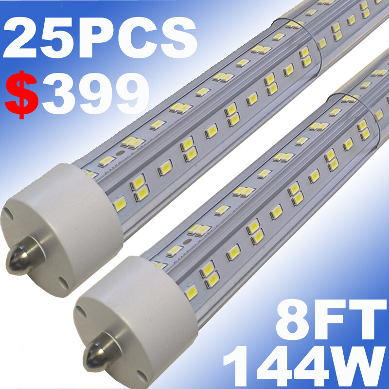 T8 8FT 144W LED Tube Light FA8 Single Pin 8 Foot LED Shop Light Bulb 18000LM