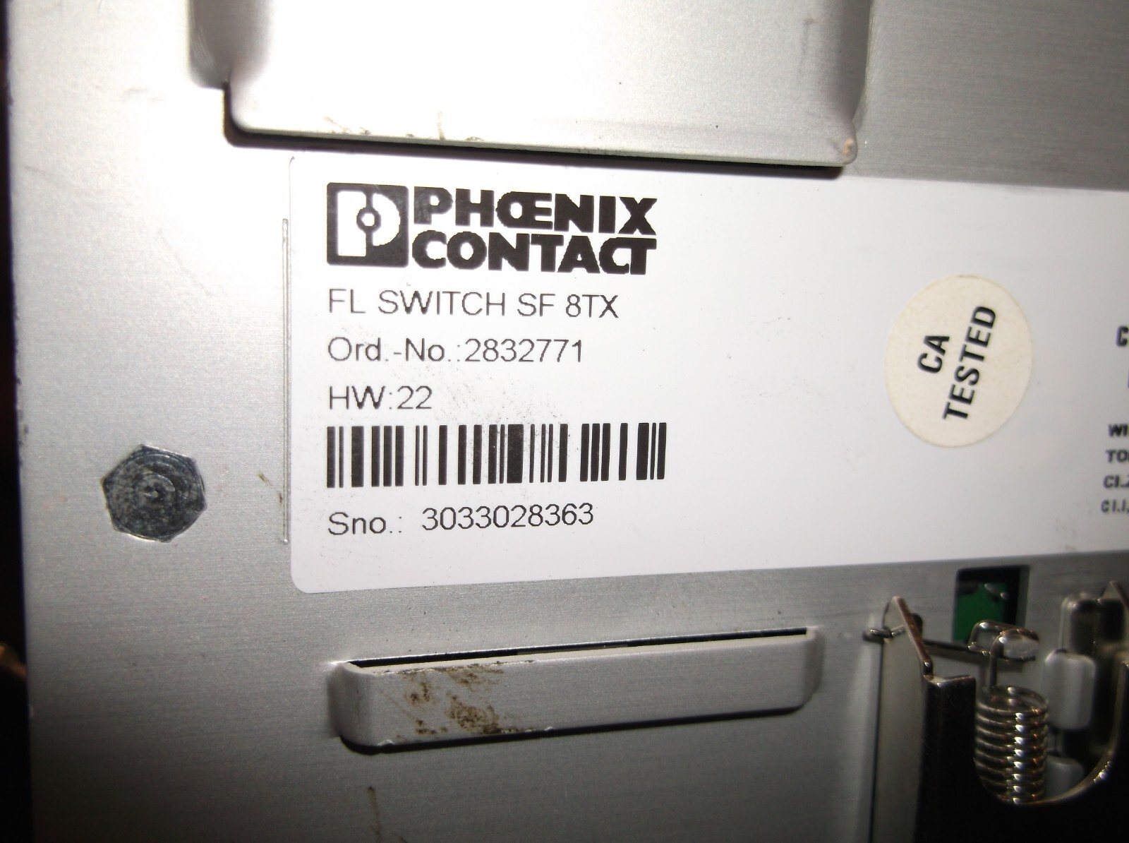PHOENIX CONTACT 2832771 ETHERNET SWITCH SF 8TX (268-3)