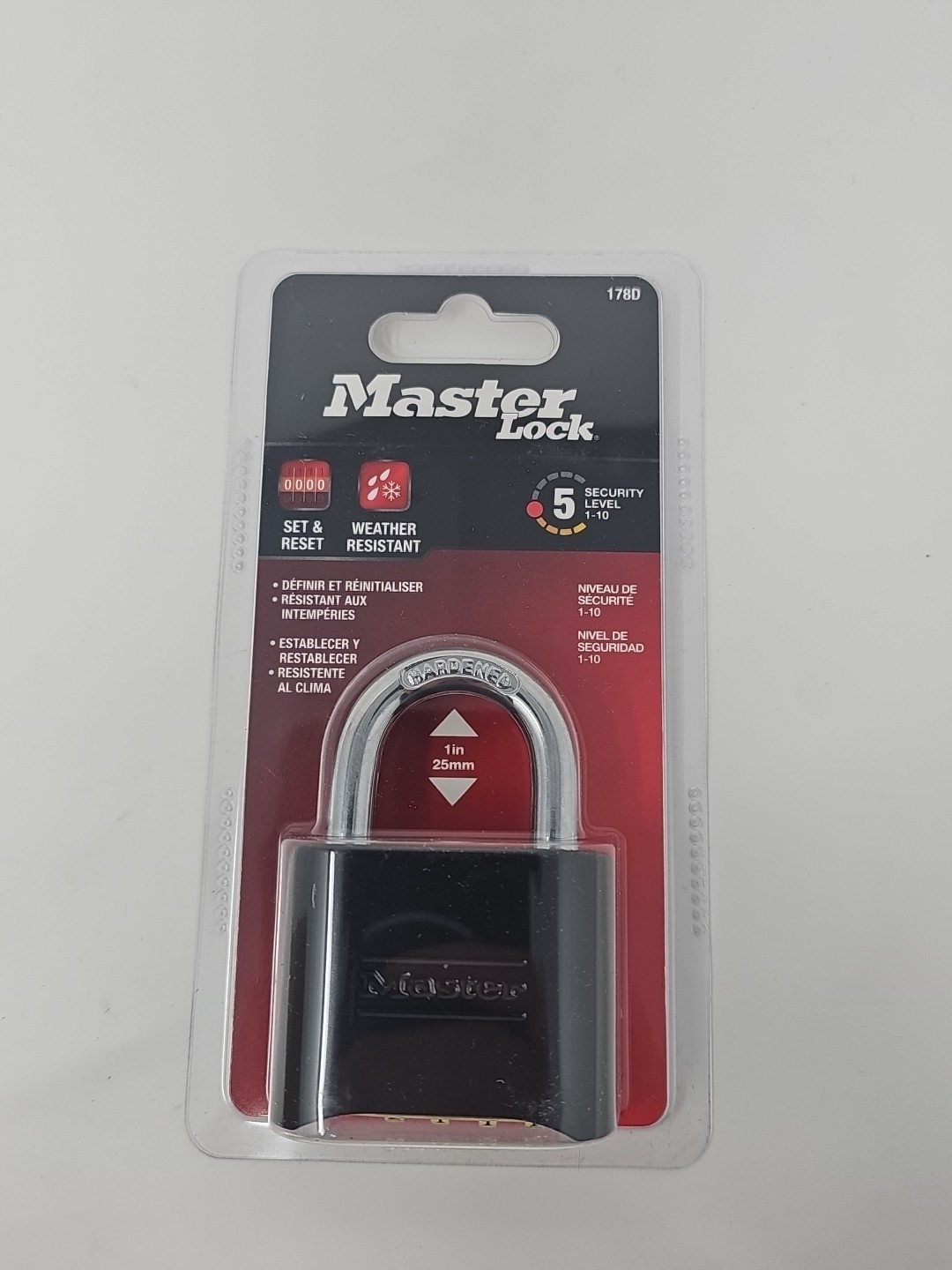 Master Lock 178D Combination Padlock, Body Thickness 1 In, Number Of Dials 4,