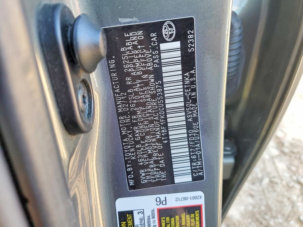 CAMRY 2012 Glove Box 4966471