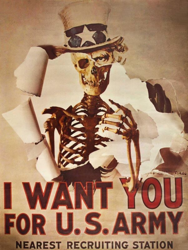 I Want YOU - for the US Army, Skeleton New Metal Sign: 9x12" - Free Shipping