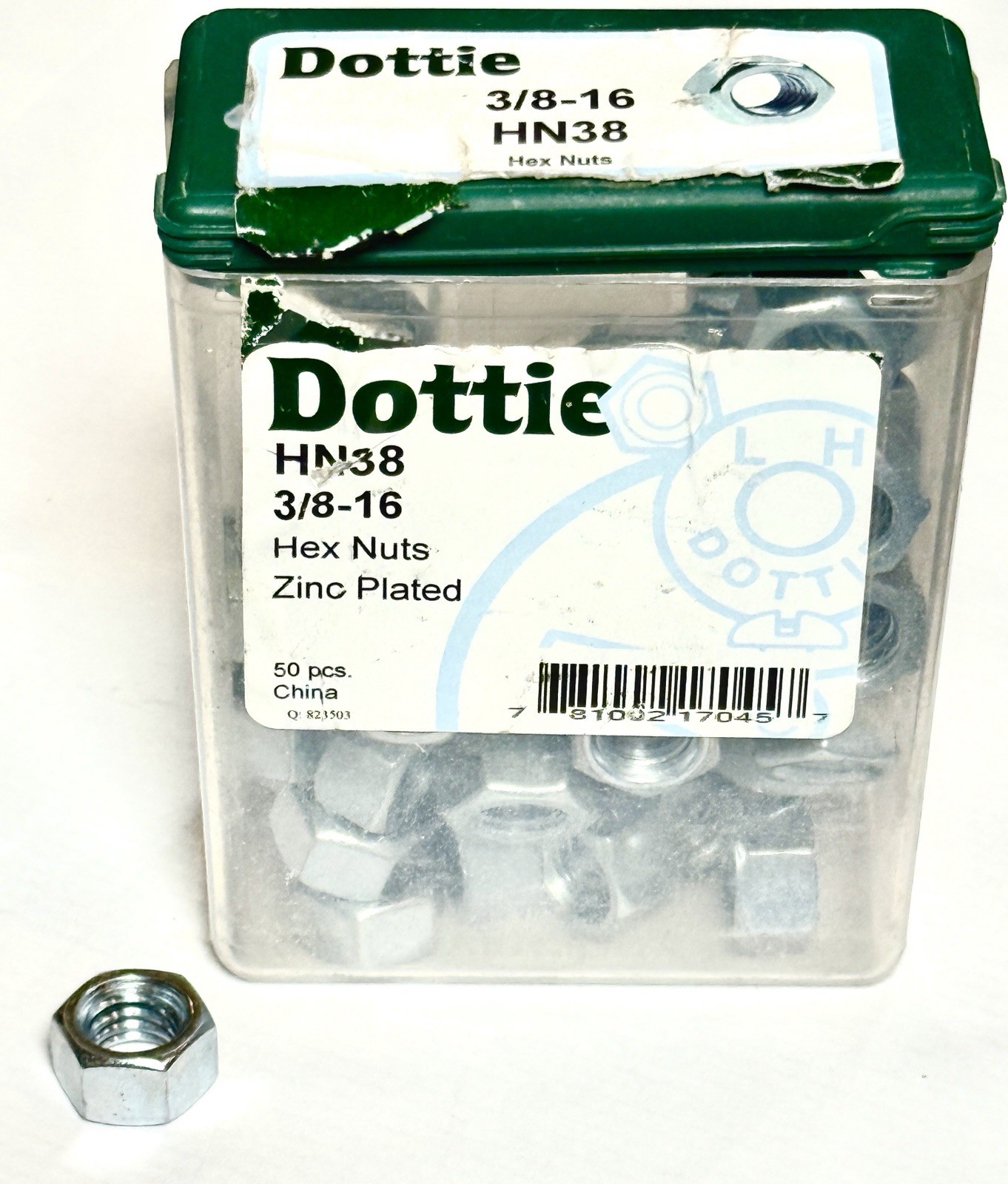 50pcs 3/8” Hex Nuts Zinc Plated 3/8-16, Dottie HN38 **FREE SHIPPING**