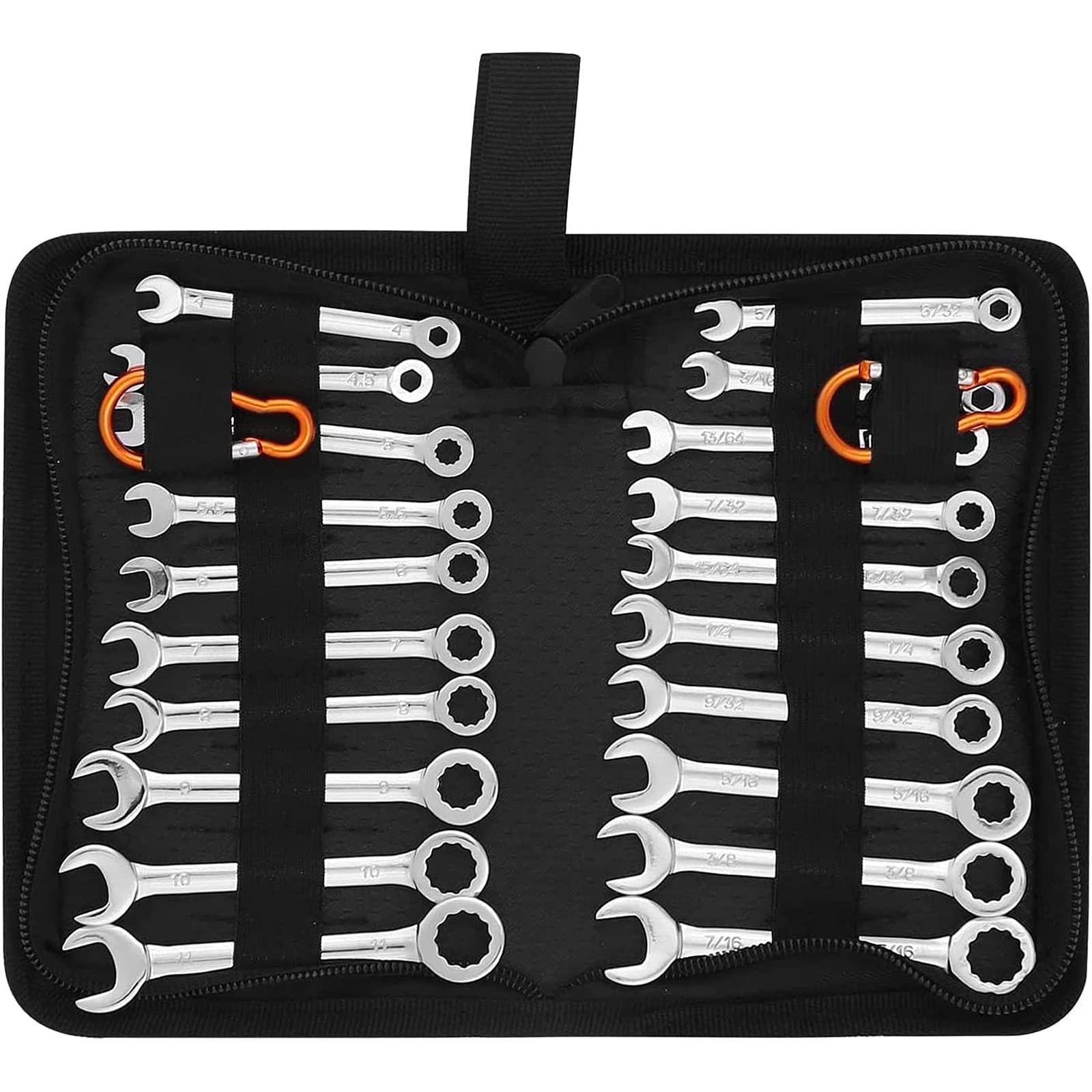 Premium Midget Wrench Set - 22-Piece Mini 4-11mm & 5/32'' to 7/16'', Silvery