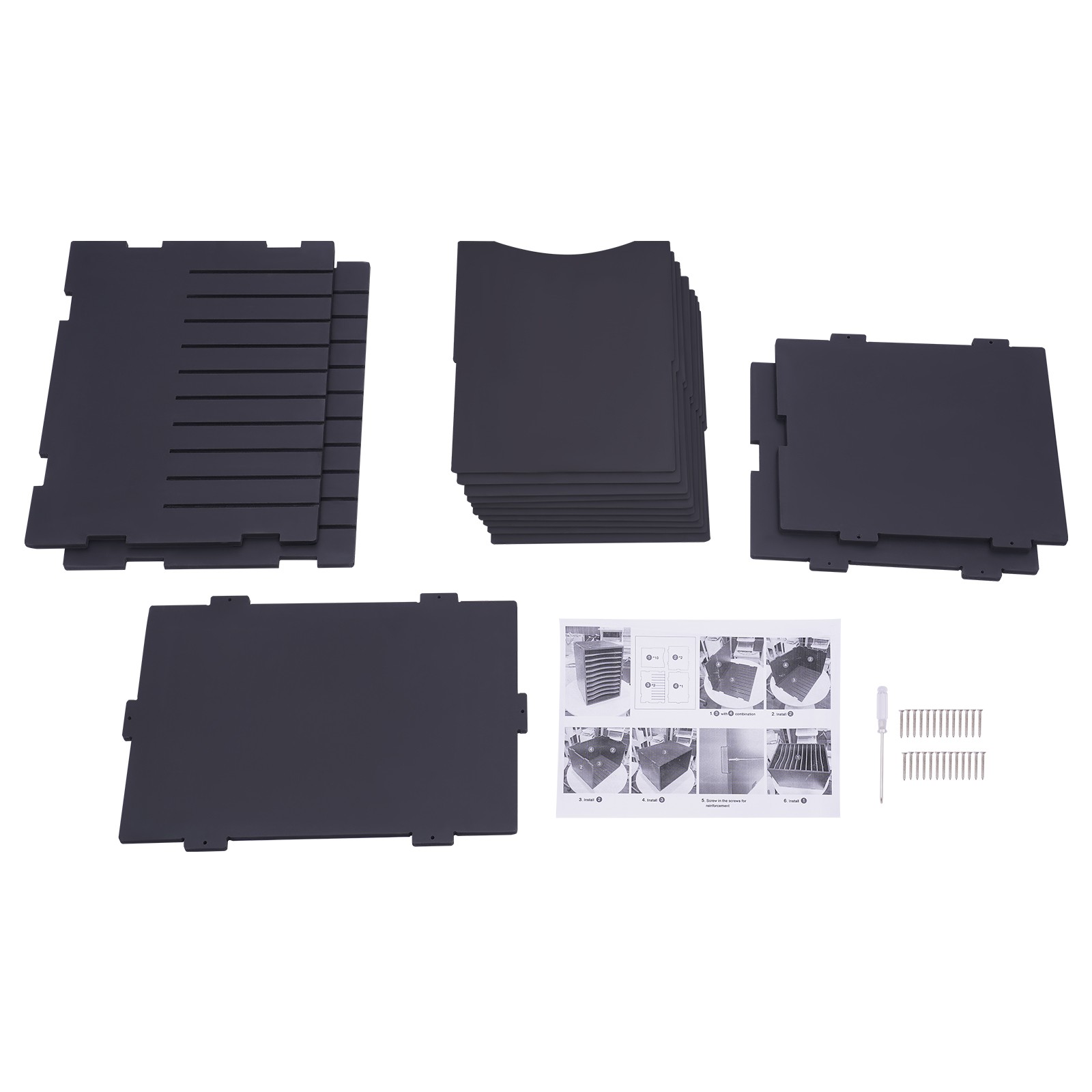 Vertical Desktop Sorter, 11 Compartment, Black, Letter-size Shelves