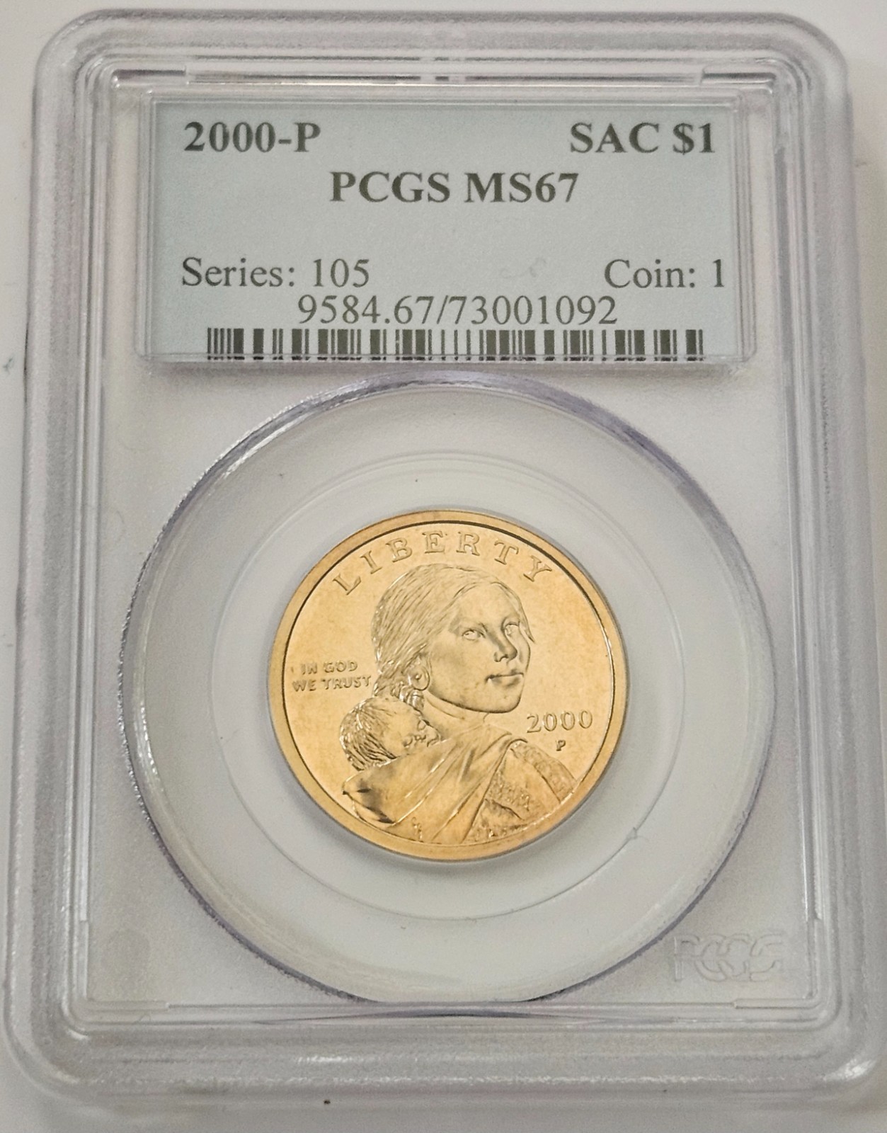 2000-P Sacagawea Dollar, PCGS Certified MS67, Uncirculated, FREE SHIPPING!