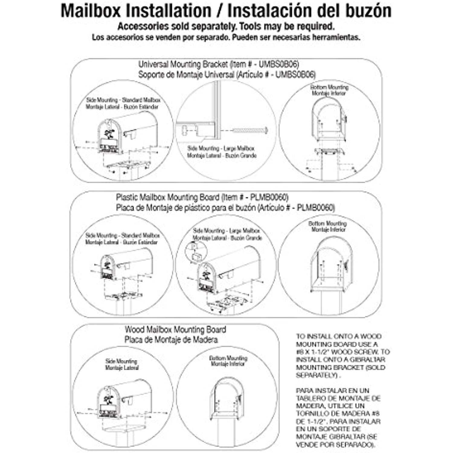 Gibraltar Mailboxes Universal Mailbox Mounting Bracket Molded Plastic Black,