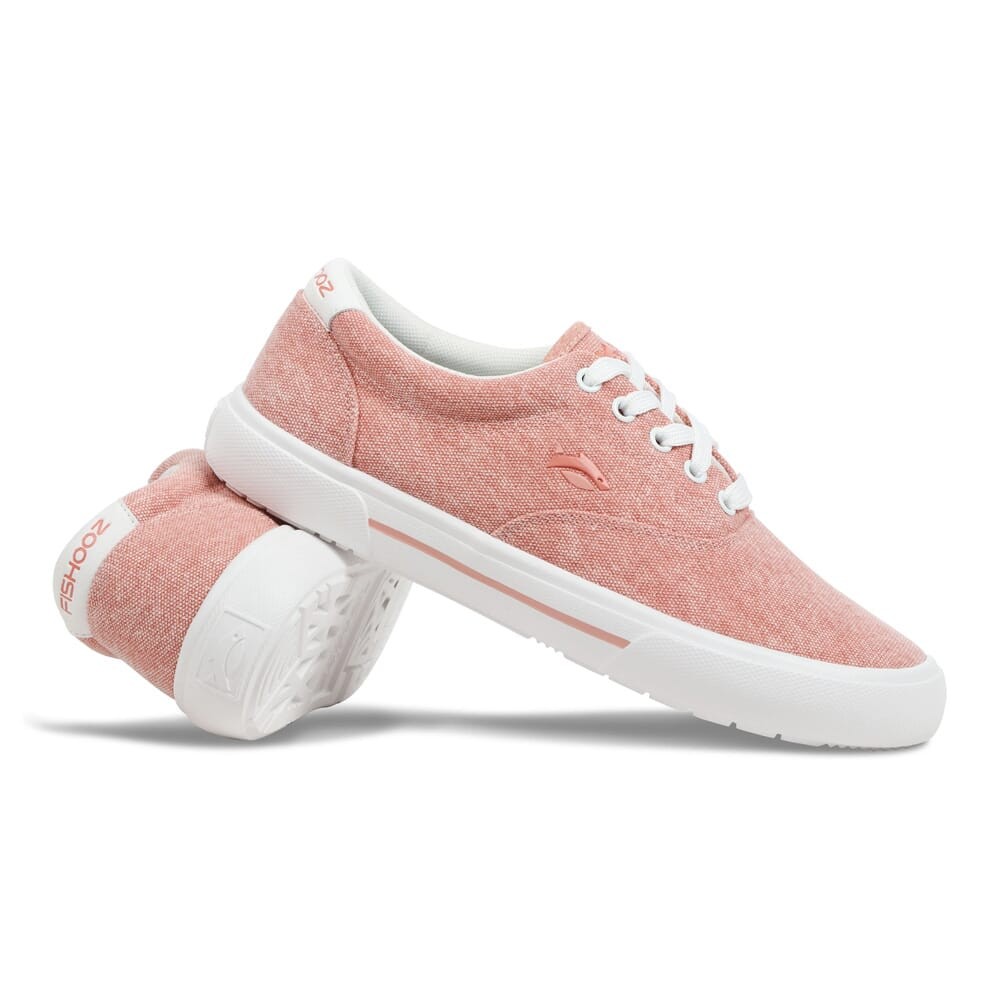 Fishooz Women's Sunwashed Lace Coral/White Canvas Shoes: NEW, Free Shipping