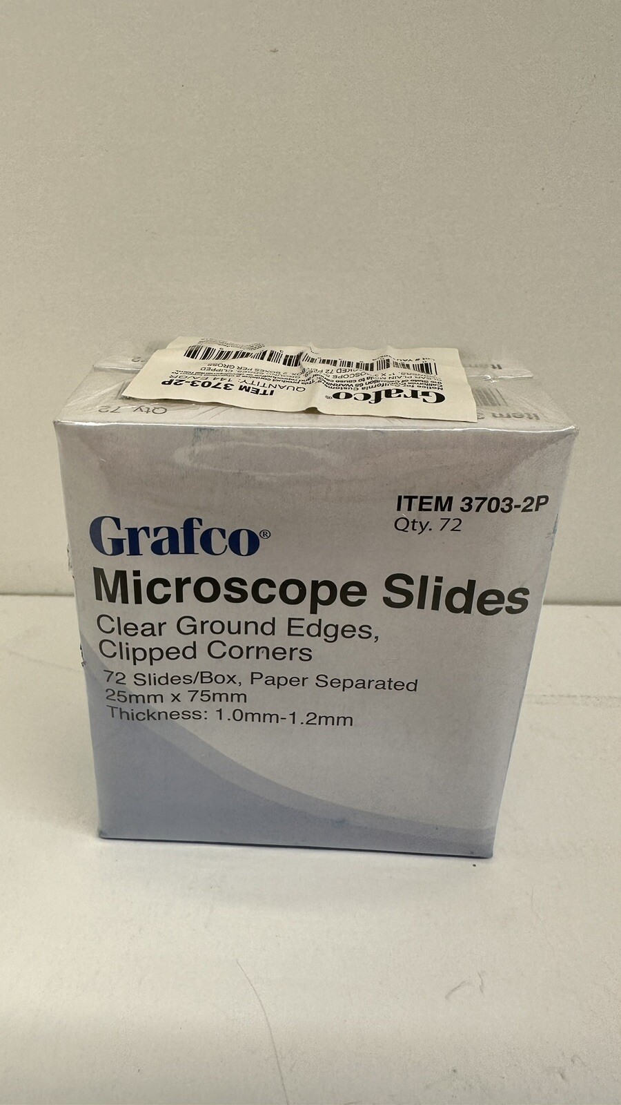 GRAFCO MICROSCOPE SLIDES CLEAR 3703-2P QTY 72 (2PACK) 25 MM X 75 MM